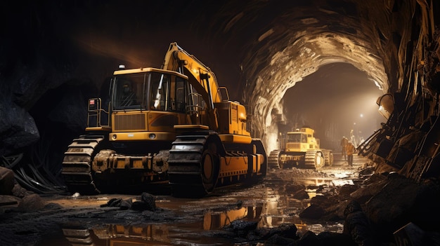 Fotografía de la excavadora de construcción de túneles de carretera de hormigón