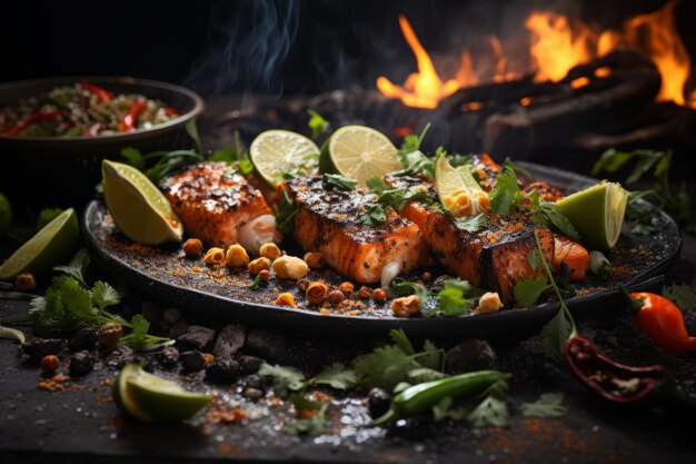 Fotografía de exhibición de fotografía de comida deliciosa IA generativa