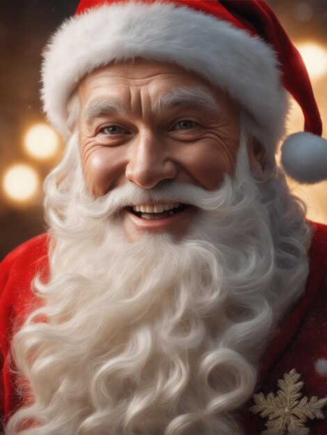 Fotografía de fantasía de un Papá Noel ultrarrealista con una luz espectacular
