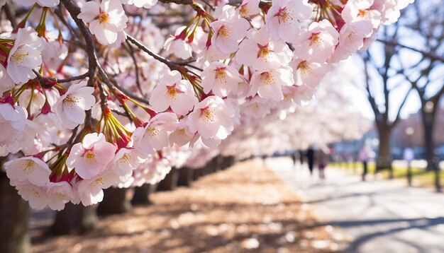 Foto fotografía de las flores de cerezo