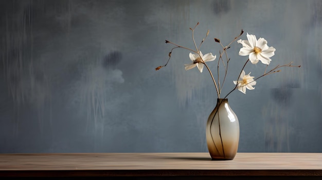 Fotografía de flores minimalista en un jarrón.