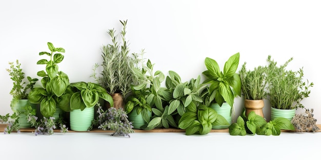 Fotografía de fondo de alimentos pancarta de cocina menta de hierbas aislada sobre un fondo blanco