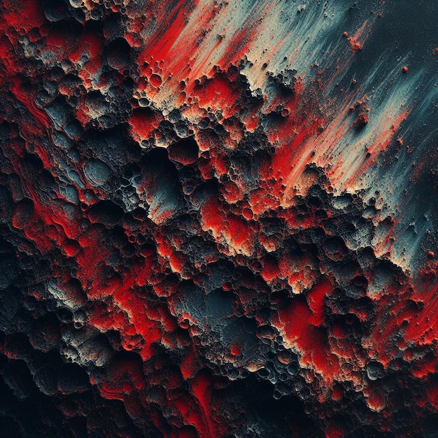 Fotografía de fondo de la superficie planetaria roja, blanca y negra en primer plano