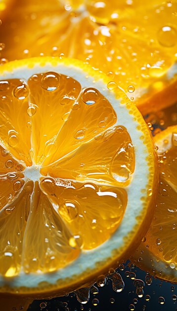 Una fotografía de frutas de limón frescas con salpicaduras de agua cinematográficas