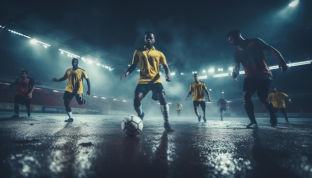 Fotografía de fútbol mínima en el campo macro sesión de fotos de alta calidad