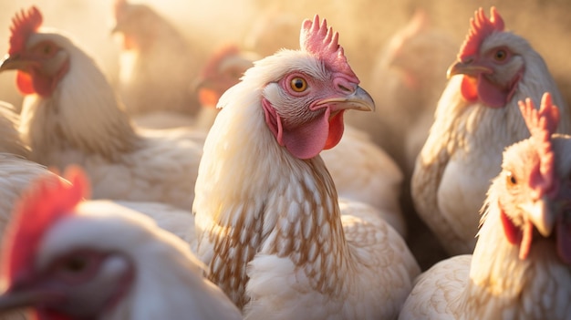 una fotografía de gallina gallo