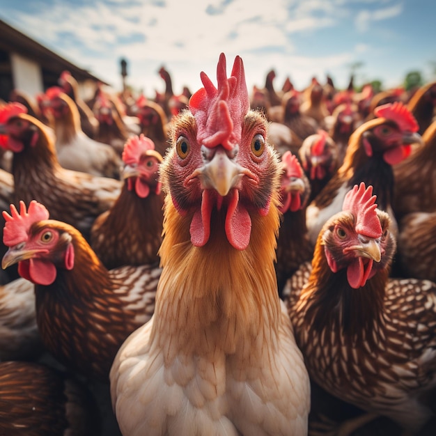 una fotografía de gallina gallo