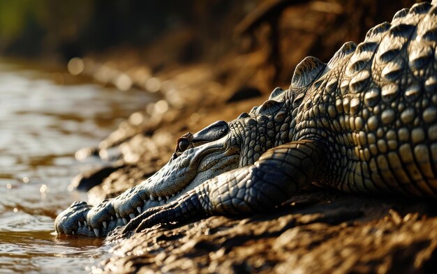 fotografía de las garras de un cocodrilo agarrándose a una orilla del río