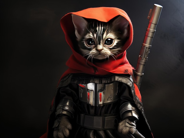 Fotografía de un gatito en la película de Star Wars Jedi Sith