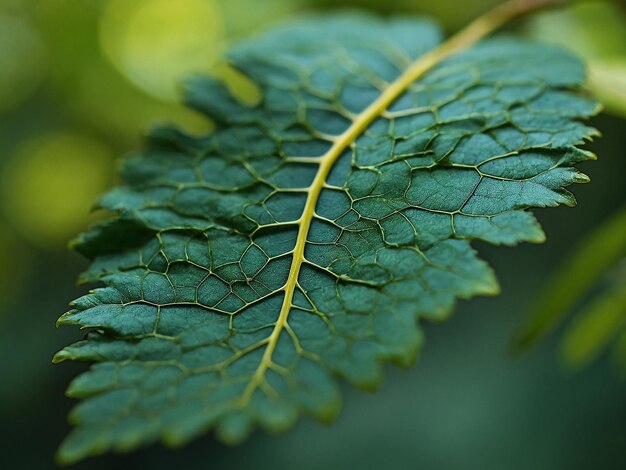 Fotografía generada por la IA del detalle de una hoja verde