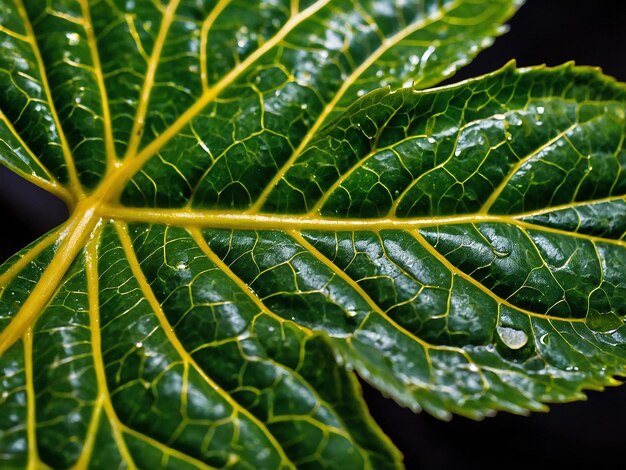 Foto fotografia gerada por ia do detalhe de uma folha verde