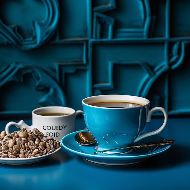 Foto fotografia grátis conceito de segunda-feira azul com uma xícara de café