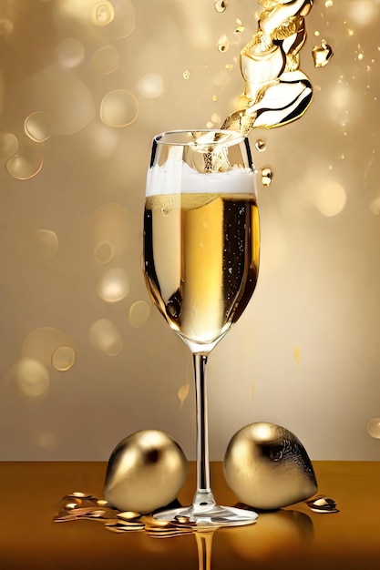Fotografía gratuita de celebración de champán bebiendo vino con fondo de color dorado