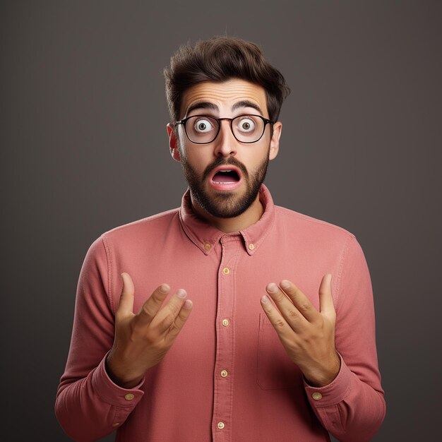 Foto fotografia gratuita de interior de um jovem confuso e bonito com barba escura que se sente hesitante.