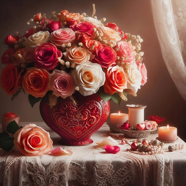 Fotografía gratuita feliz celebración y saludos del día de las rosas