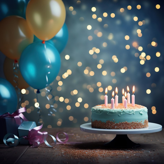 Fotografía gratuita pastel de cumpleaños y diseño de fondo de cumplaños felices