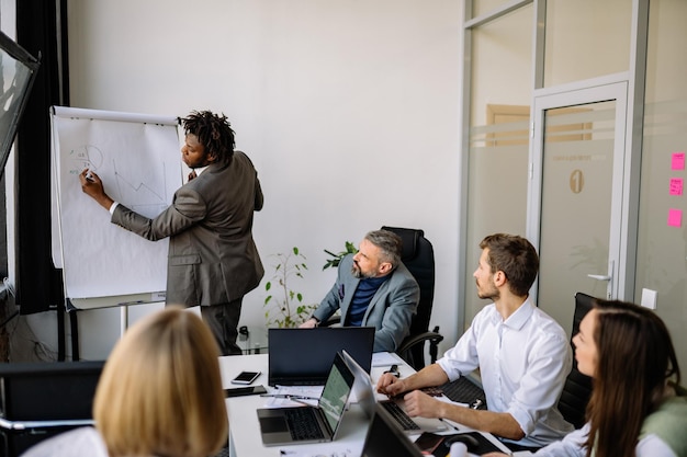 Fotografía gratuita de personas de negocios que se reúnen en la oficina trabajando