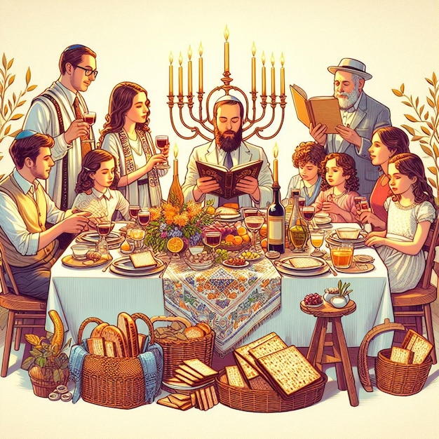 Fotografía gratuita de personas que tienen una fiesta para el primer día del Seder de la Pascua