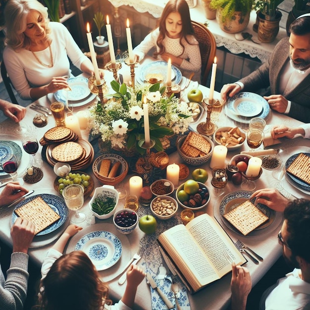 Fotografía gratuita de personas que tienen una fiesta para el primer día del Seder de la Pascua