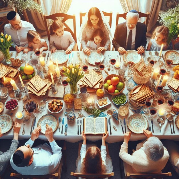 Fotografía gratuita de personas que tienen una fiesta para el primer día del Seder de la Pascua