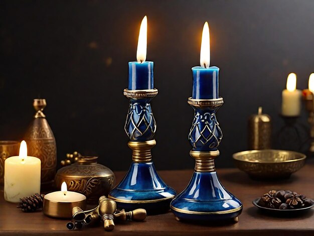 Fotografía gratuita del soporte de candelabro de Hanukkah