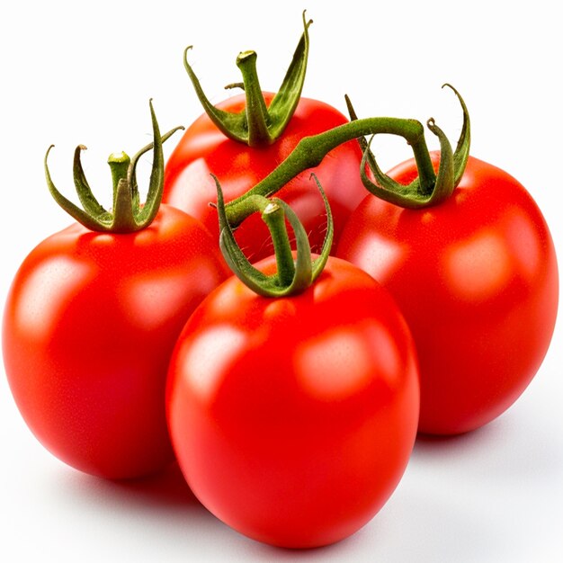 Fotografía gratuita de tomates rojos frescos sobre un fondo blanco