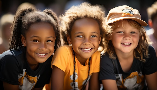 Una fotografía de grupo de amigos de niños felices