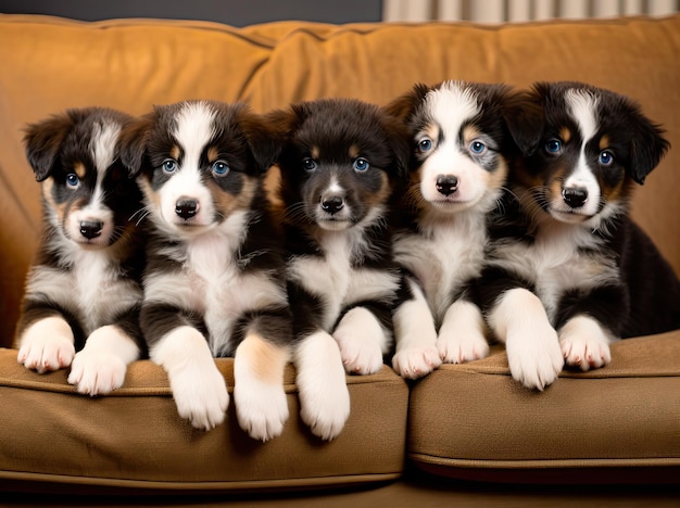 Fotografía de un grupo de cachorros de Border Collie