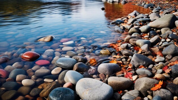 Fotografía Hdr galardonada de una corriente de mar con pequeñas piedras de río