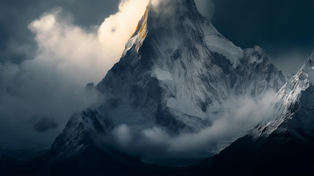 Fotografia hiperrealista de montanhas em alta resolução