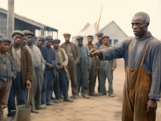 Foto fotografía histórica en color de un hombre que lidera una protesta