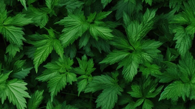 Fotografía de hojas verdes ortigas fondo papel tapiz de patrón sin costuras