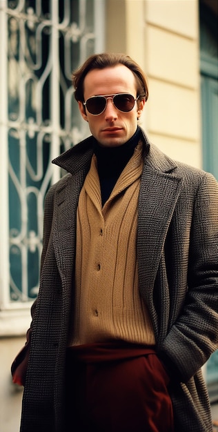 Fotografía de un hombre con una chaqueta larga de la década de 2000.