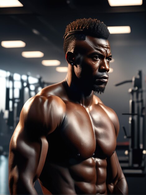 Fotografía de hombre en forma en el gimnasio.