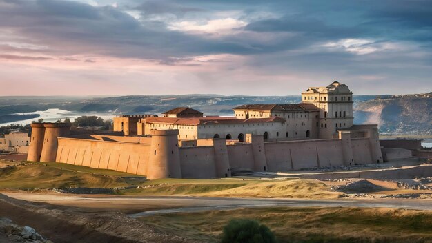 Foto fotografia horizontal de uma vista de uma fortaleza militar romana localizada na assíria