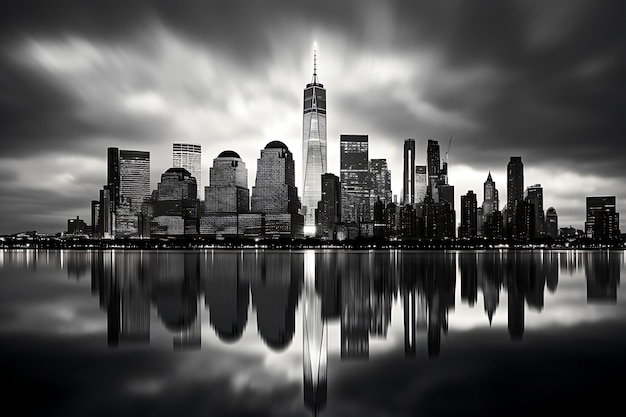 Fotografía icónica del horizonte de la ciudad de nueva york