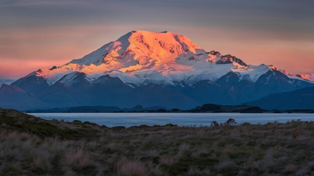 Foto una fotografía impresionante de un cocinero de montaña aoraki al atardecer en canterbury, nueva zelanda