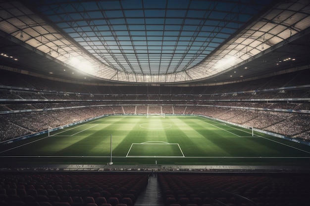 Fotografia incrível de um estádio de futebol gerado por IA