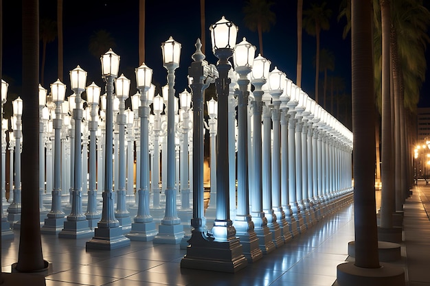 Fotografía de instalación de luces urbanas de Lacma.