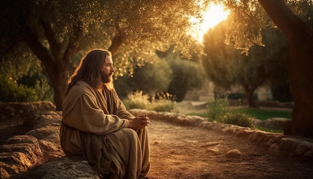 Fotografía de jesús orando en el jardín de getsemaní ia ...