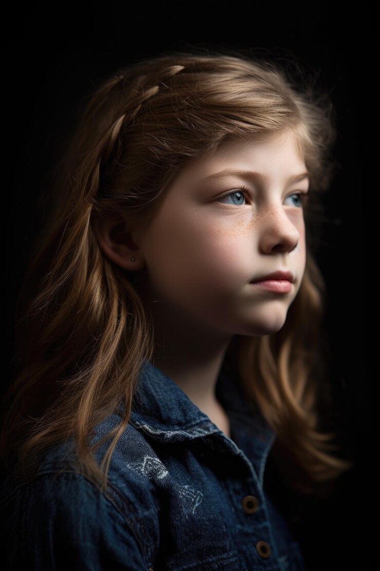 Fotografía de una joven en el estudio.