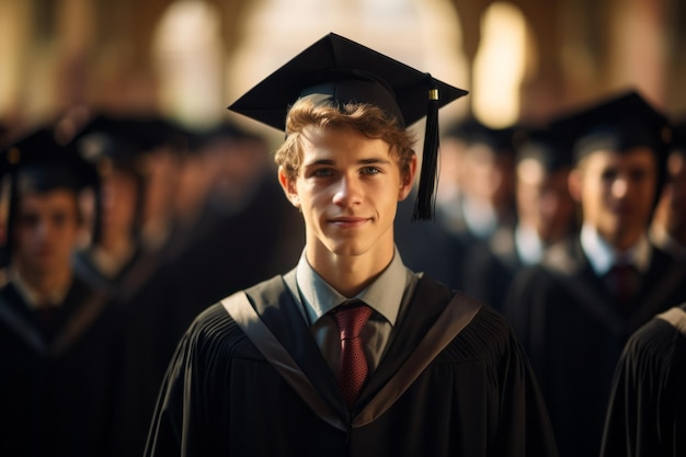 Una fotografía de un joven durante su graduación