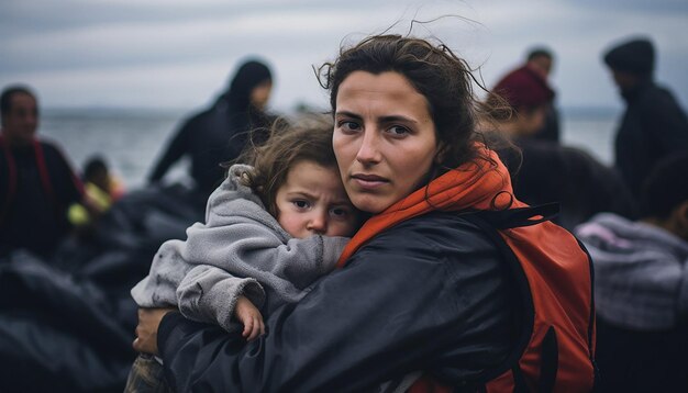 Foto fotografia jovens assistentes sociais a interagir com refugiados