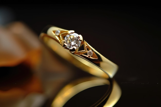 fotografía de joyas de anillos de diamantes preciosos con ai generativo de piedra brillante