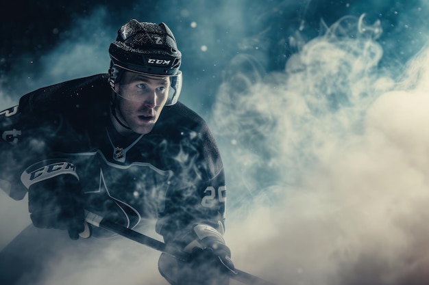 fotografía de un jugador profesional de hockey sobre hielo