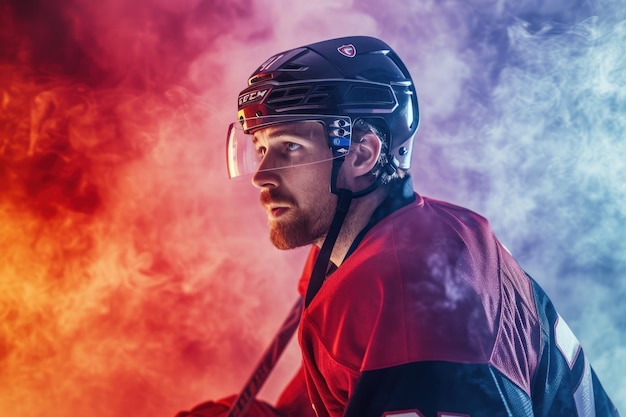 fotografía de un jugador profesional de hockey sobre hielo