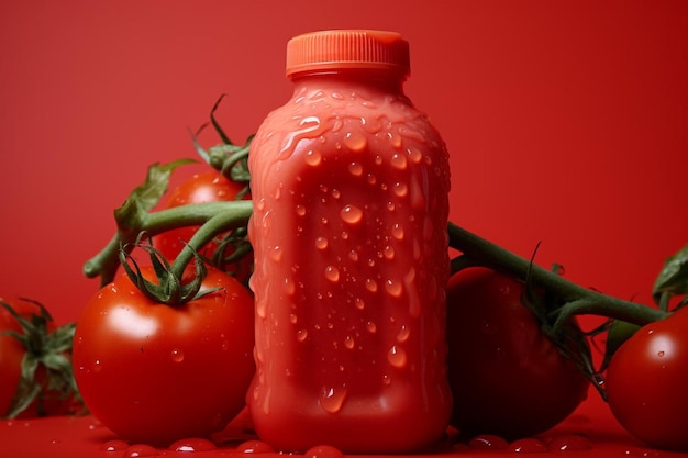 Fotografía de jugo de tomate orgánico
