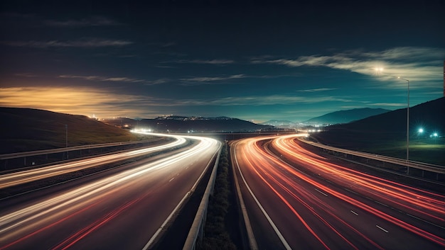 Fotografía de larga exposición de Highway at Night de Nicolas Froment Shutterstock Ganador del concurso