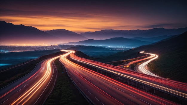 Fotografía de larga exposición de Highway at Night de Nicolas Froment Shutterstock Ganador del concurso