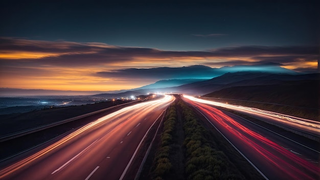 Fotografía de larga exposición de Highway at Night de Nicolas Froment Shutterstock Ganador del concurso